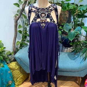 Free People Embroidered Purple Tunic Top